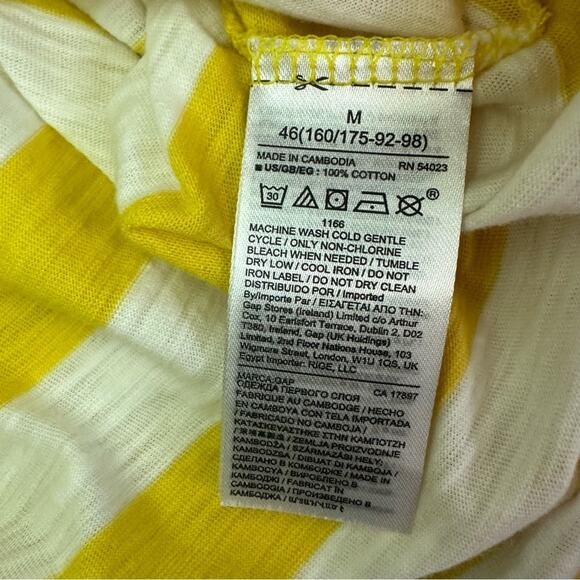 Gap Easy T Yellow White Stripe 100% Cotton Short Sleeve Tee Shirt Top MEDIUM NWT - Picture 12 of 13